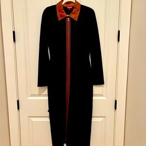 Staud Black Dress with Tan Leather Collar